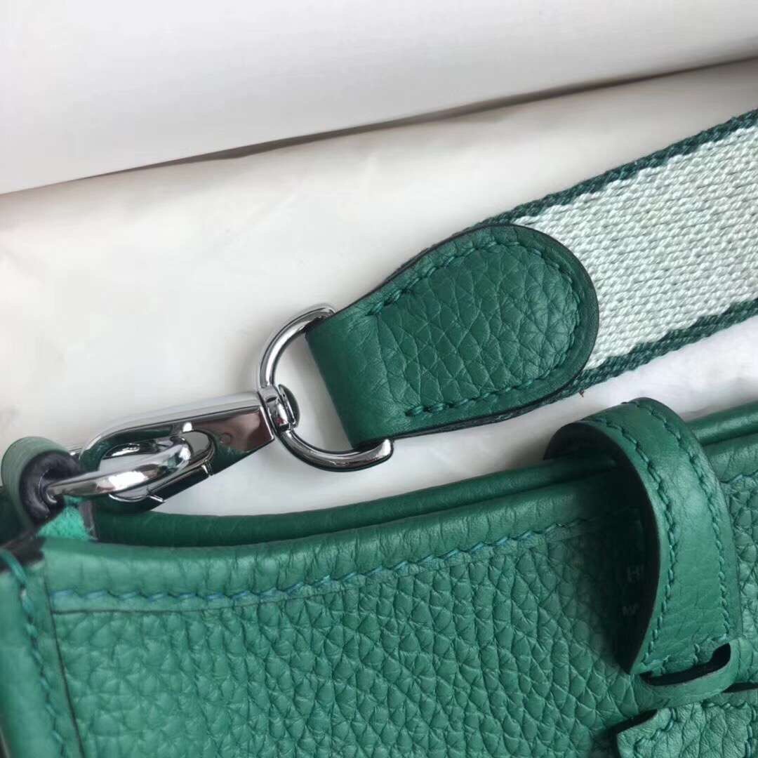 Hermes Evelyne 16 Amazone TPM Shoulder Bag In Dark Green Clemence Leather